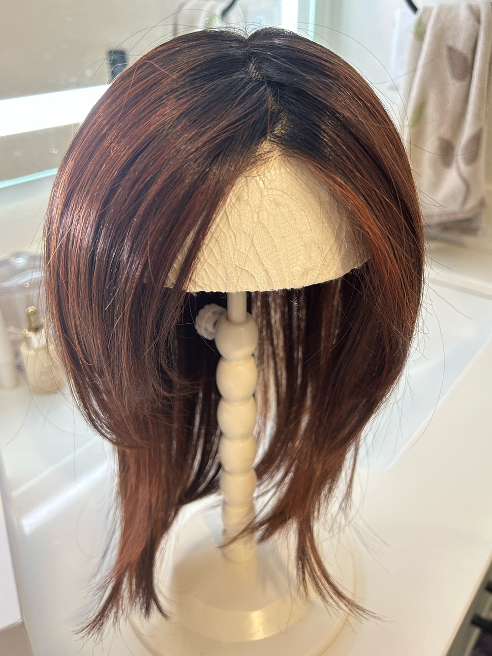 Effect Synthetic lace front Hair Topper - Auburn Rooted 33.130.4